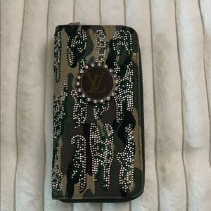 Camouflage Crystal Embellished Wallet